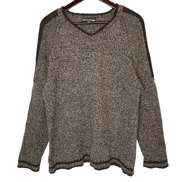 Napoliello Wool Blend Brown Pullover Sweater V Neck size Large - Picture 1 of 4